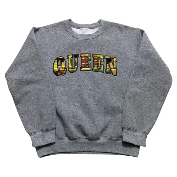 EsqEMB “Queen” Kente Print Custom Crewneck Sweater - Picture 1 of 4